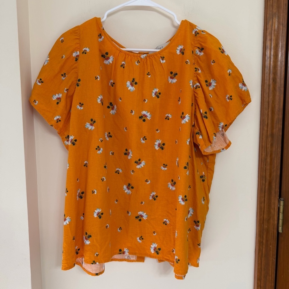 Loft Flutter Sleeve Floral Top - Orange